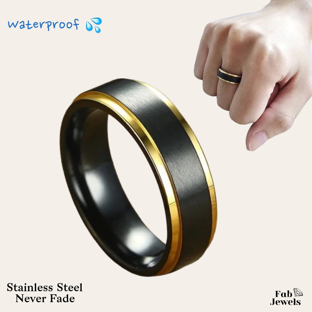 14k Yellow Gold Domed 6mm Band with Satin Finish & Black Diamond by  Lashbrook Designs